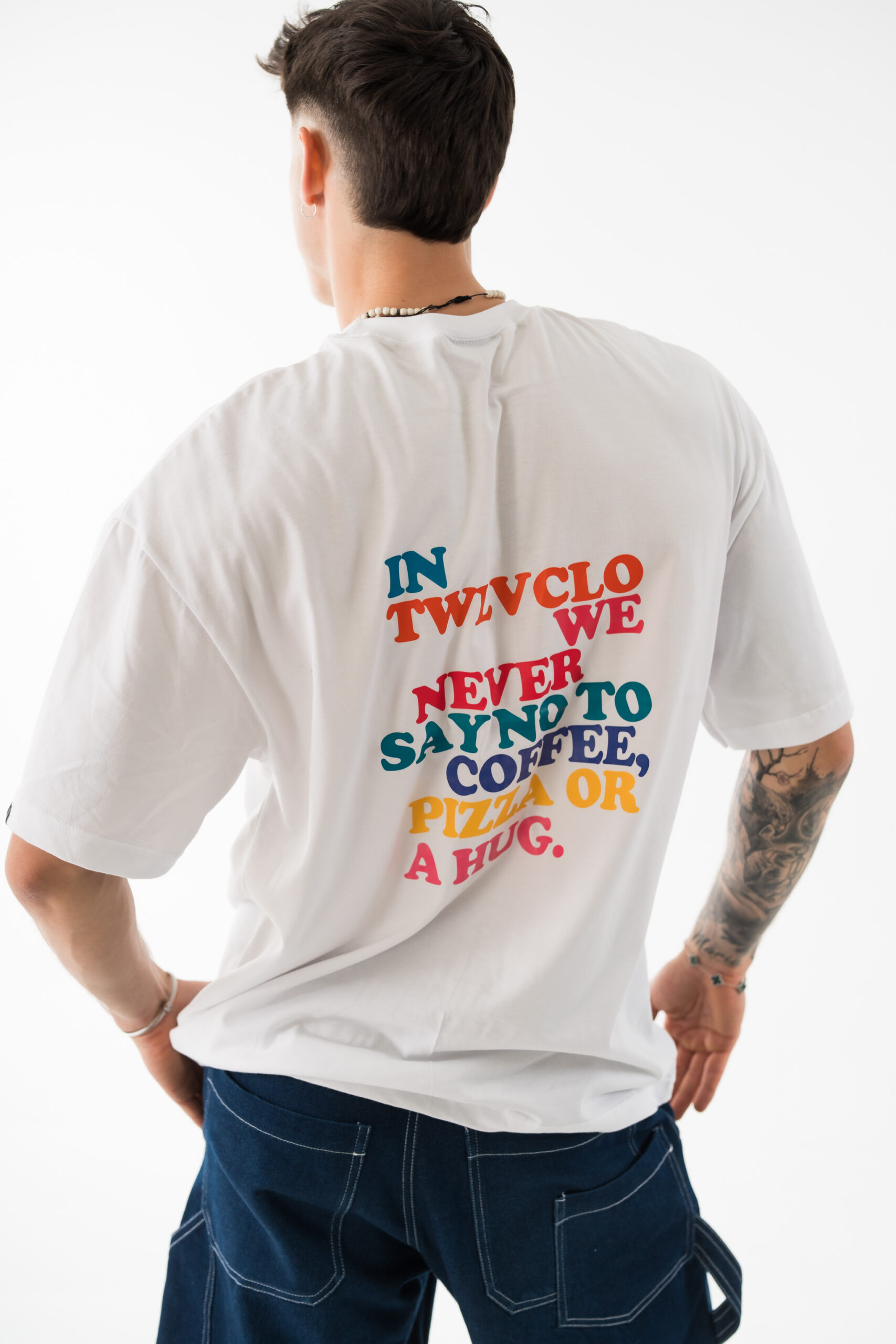 We never say no to pizza oversized tee
