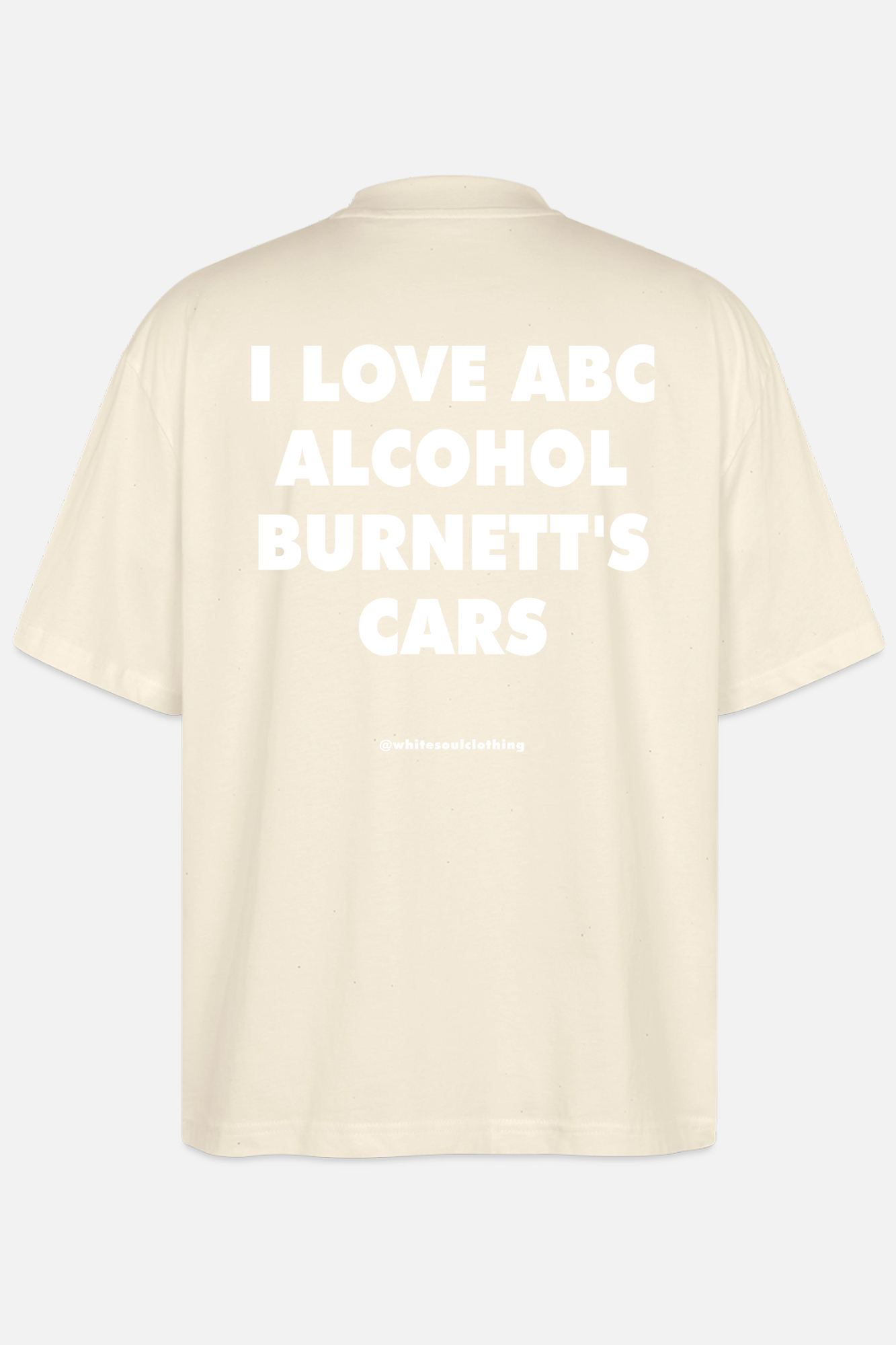 I LOVE ABC: ALCOHOL, BURNETT'S, CARS Oversize Tee